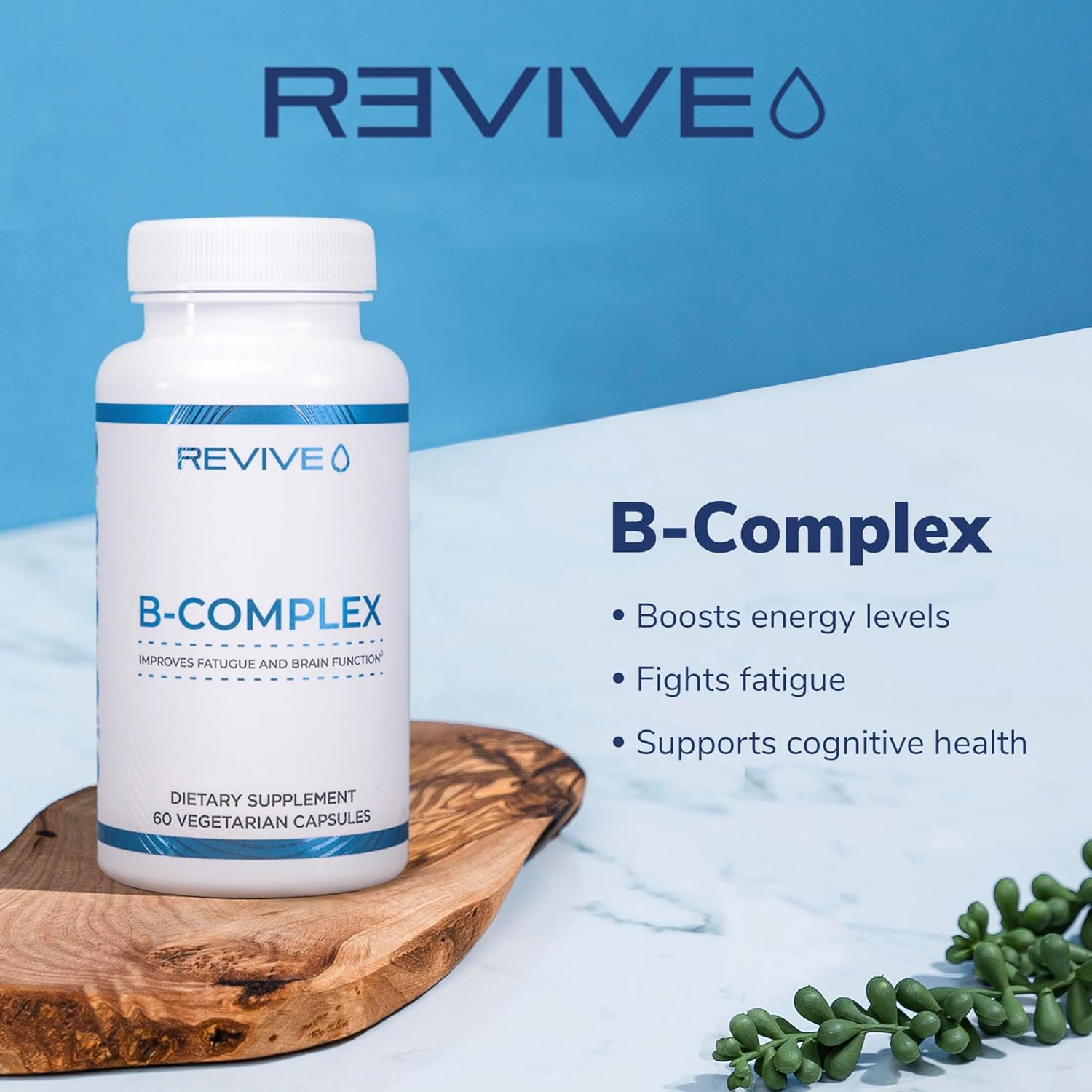 Vitamin B Complex Capsules for Heart Health & Immune Support - B12 Supplement for Brain Function & Energy Boost - Men & Women's Formula by Revive MD