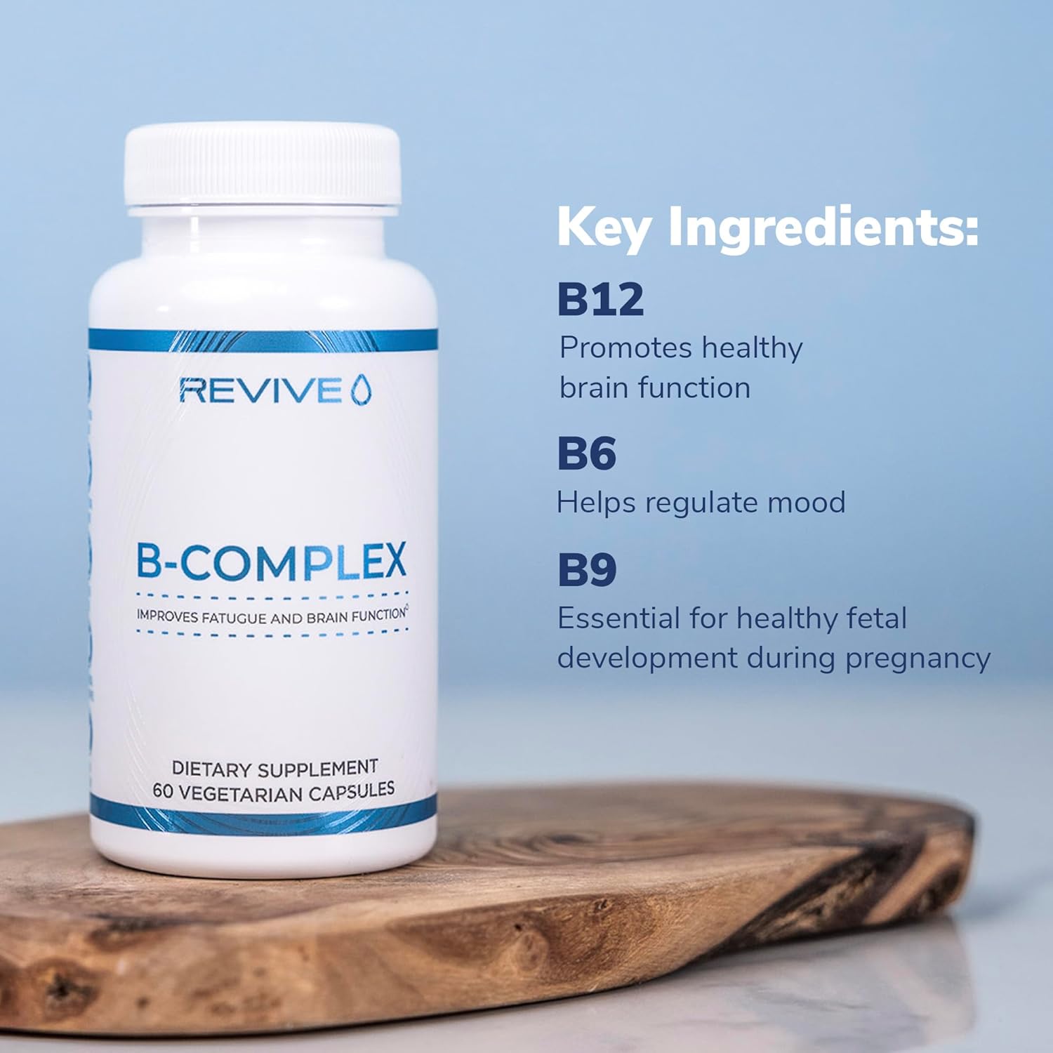 Vitamin B Complex Capsules for Heart Health & Immune Support - B12 Supplement for Brain Function & Energy Boost - Men & Women's Formula by Revive MD