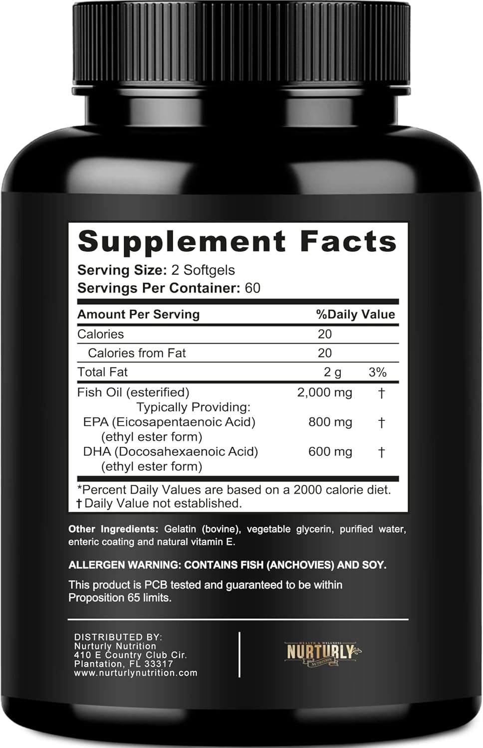 Vitamin B Complex with Omega 3 Fish Oil - B1, B2, B3, B5, B6, B7, B9, B12, Biotin - 2000mg Fish Oil, 800mg EPA, 600mg DHA - Energy, Immunity, Joint, Brain, Heart Support