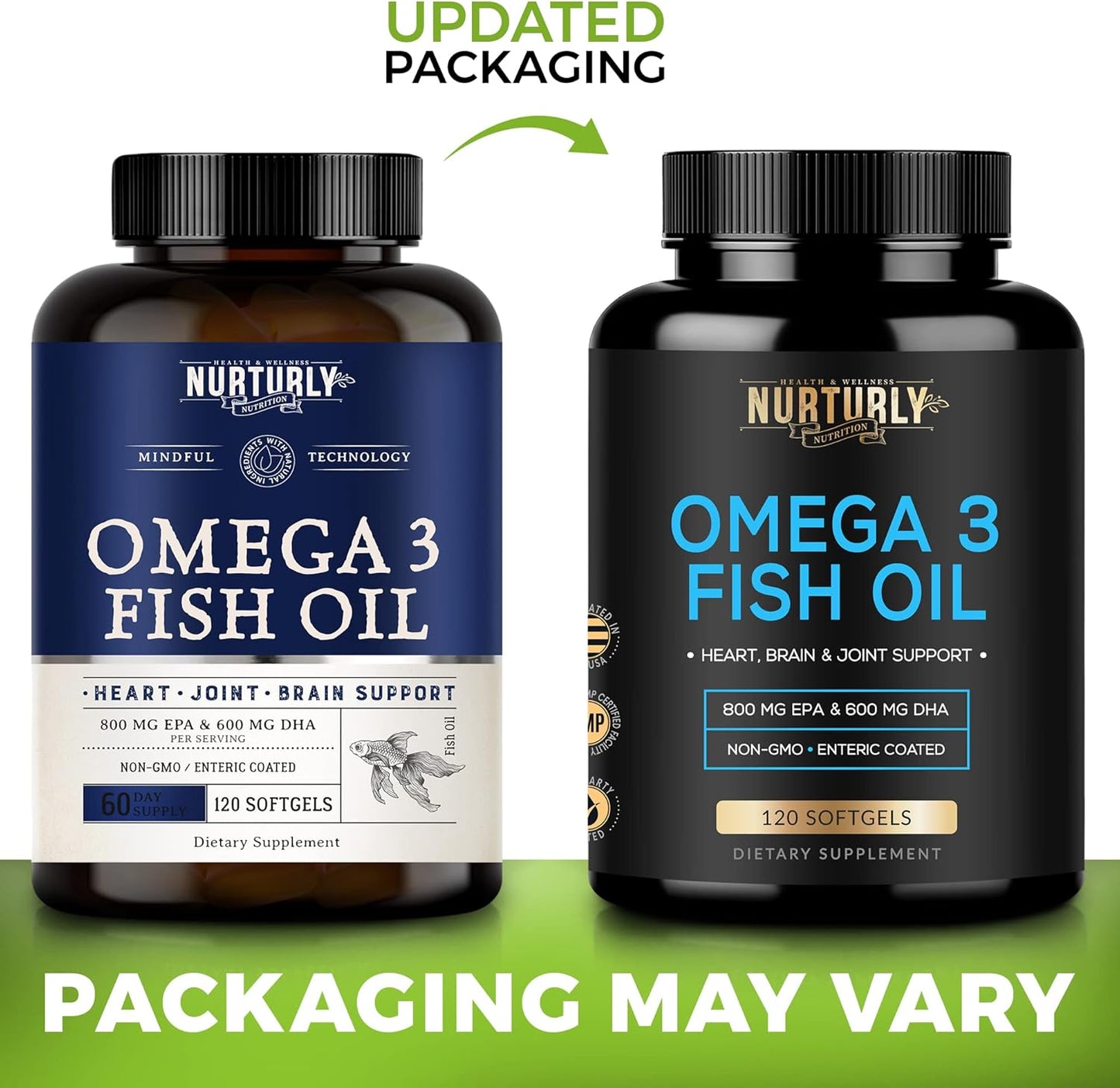 Vitamin B Complex with Omega 3 Fish Oil - B1, B2, B3, B5, B6, B7, B9, B12, Biotin - 2000mg Fish Oil, 800mg EPA, 600mg DHA - Energy, Immunity, Joint, Brain, Heart Support