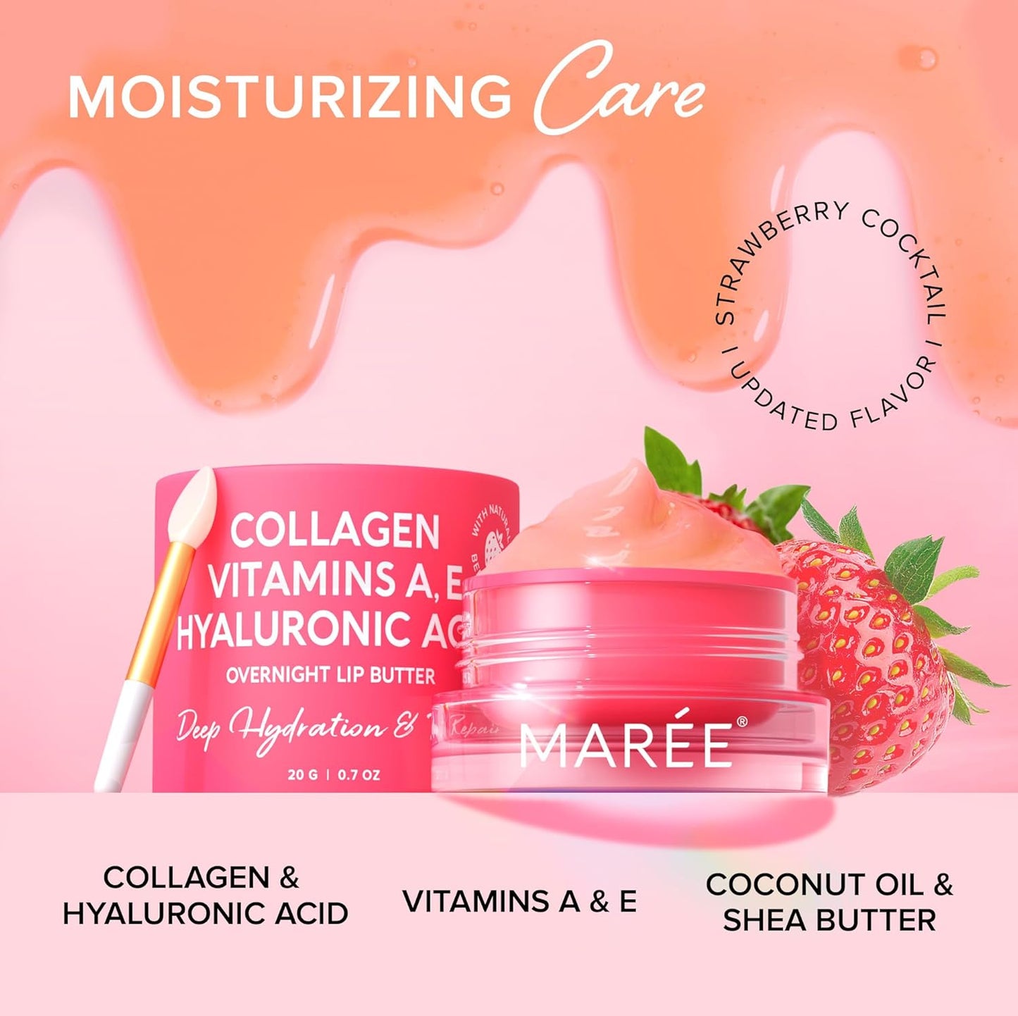 Vitamin B1 Thiamine Gummies, Lip Mask, Face Moisturizer Bundle with A, E, D, C Vitamins, Collagen, Hyaluronic Acid, and Retinol - Skin, Nails, Hair Care Kit for Anti-Aging & Dry Lips