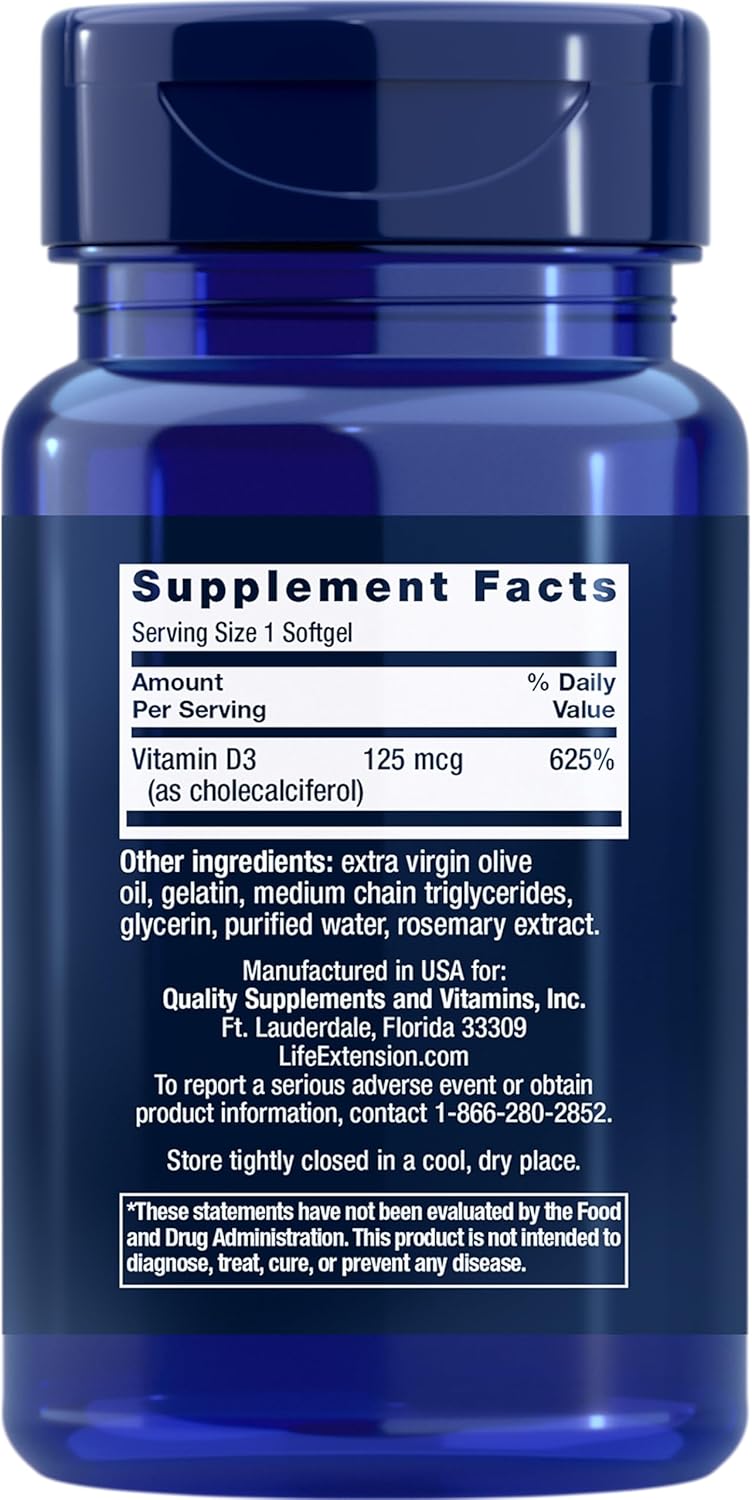 Vitamin B12 Methylcobalamin & Vitamin D3 Supplement Bundle - 60 Count, 1mg & 125 mcg (5000 IU) Life Extension Formula