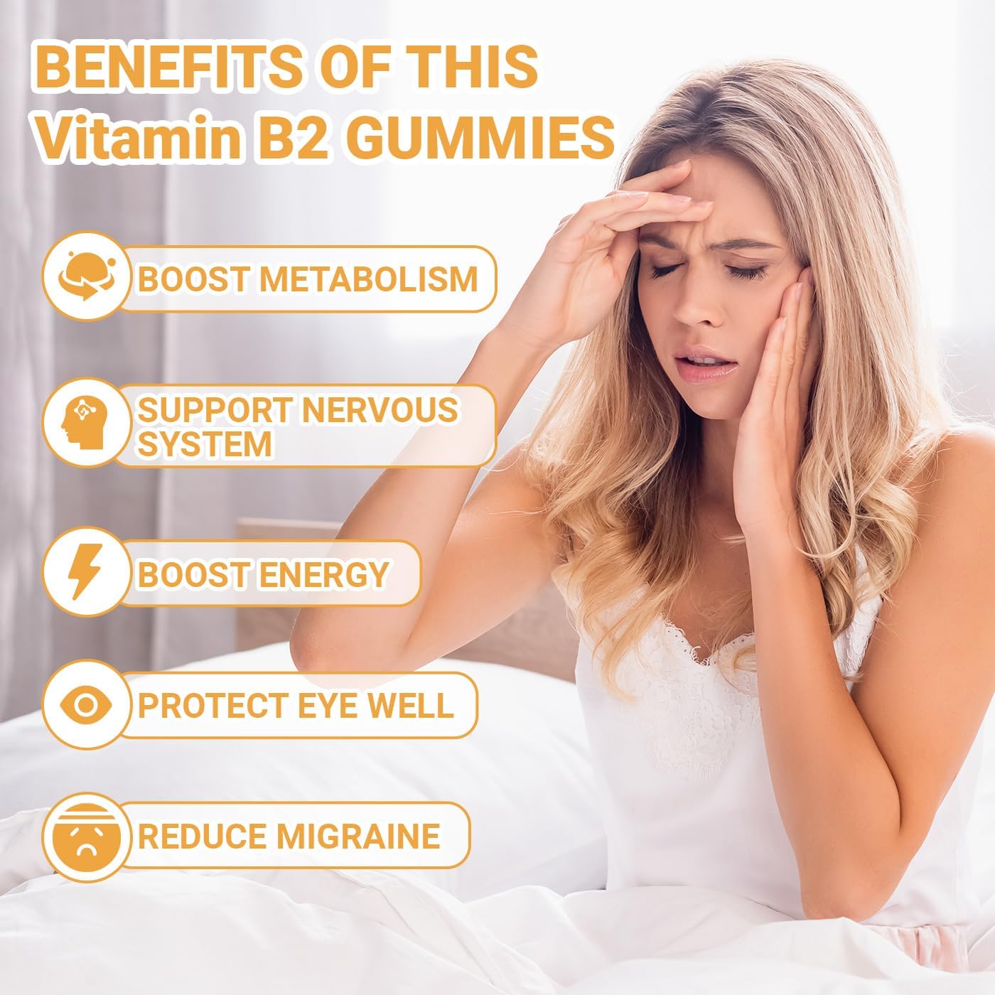 Vitamin B2 Gummies with Riboflavin 400mg for Kids & Adults - B2 Vitamins Supplement with Magnesium and CoQ10