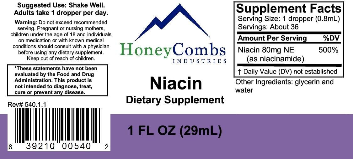 Vitamin B3 Liquid Drops for Circulation & Immune System Support - Alcohol-Free Niacin Supplement - Non-GMO Dietary Supplement - 8 Oz