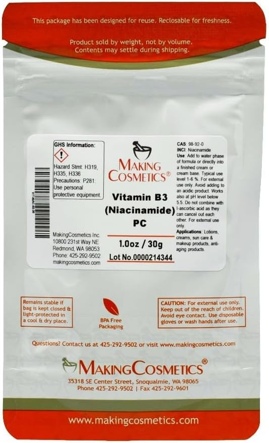 Vitamin B3 (Niacinamide) PC for Cosmetics - 8.0oz / 225g - Skin Care Ingredient