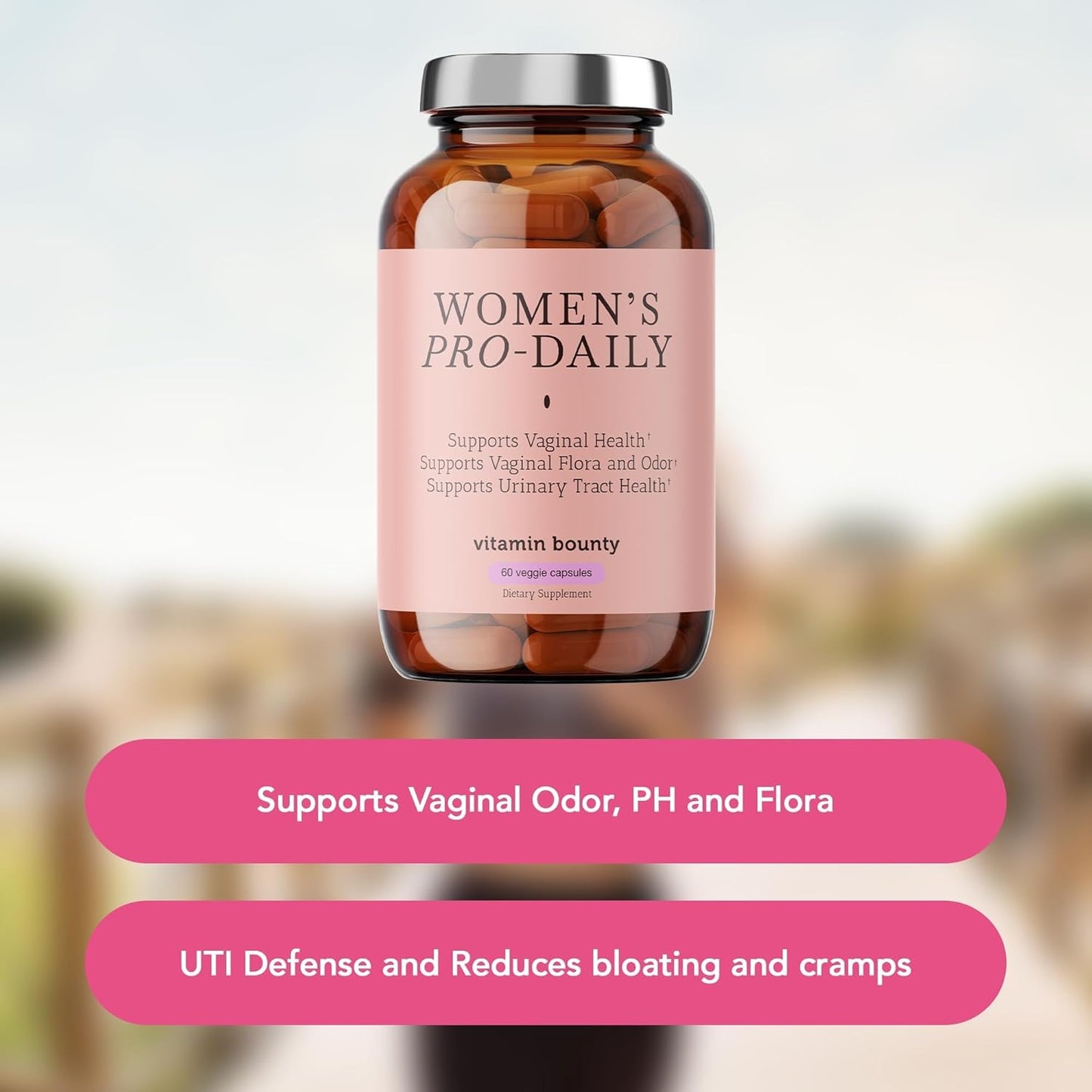 Vitamin Bounty Women's Pro-Daily Probiotic with Cranberry - 10 Billion CFUs, Supports Vaginal, Digestive, and pH Balance - 2 Pack of 60 Capsules