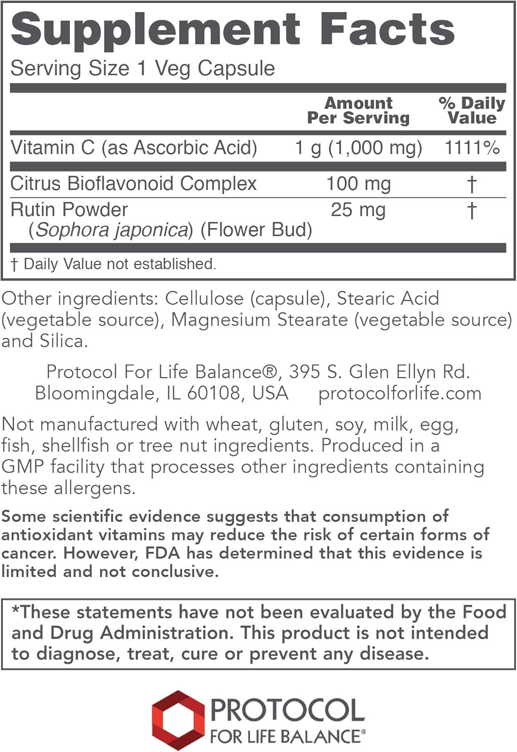 Vitamin C-1000 Capsules with Bioflavonoids and Rutin - Immune Support and Cellular Protection - 120 Veg Caps