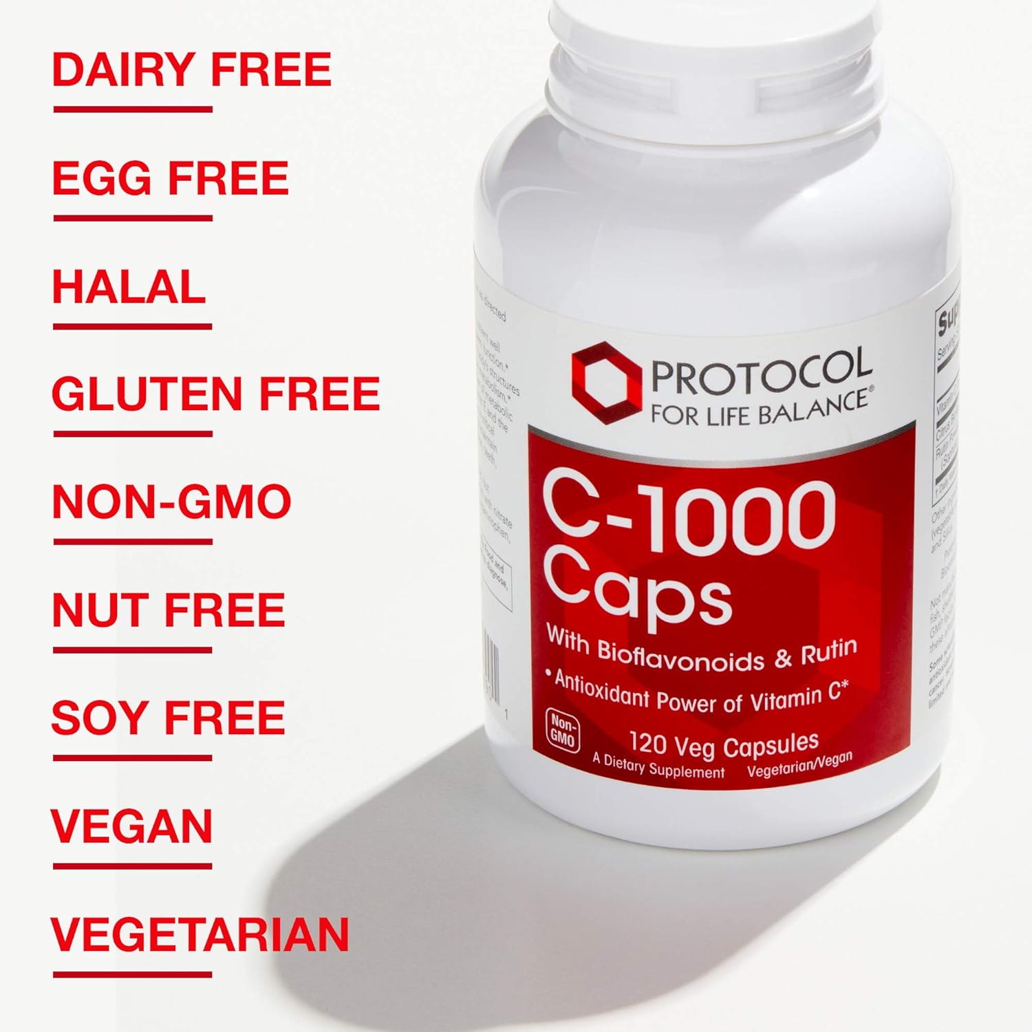 Vitamin C-1000 Capsules with Bioflavonoids and Rutin - Immune Support and Cellular Protection - 120 Veg Caps