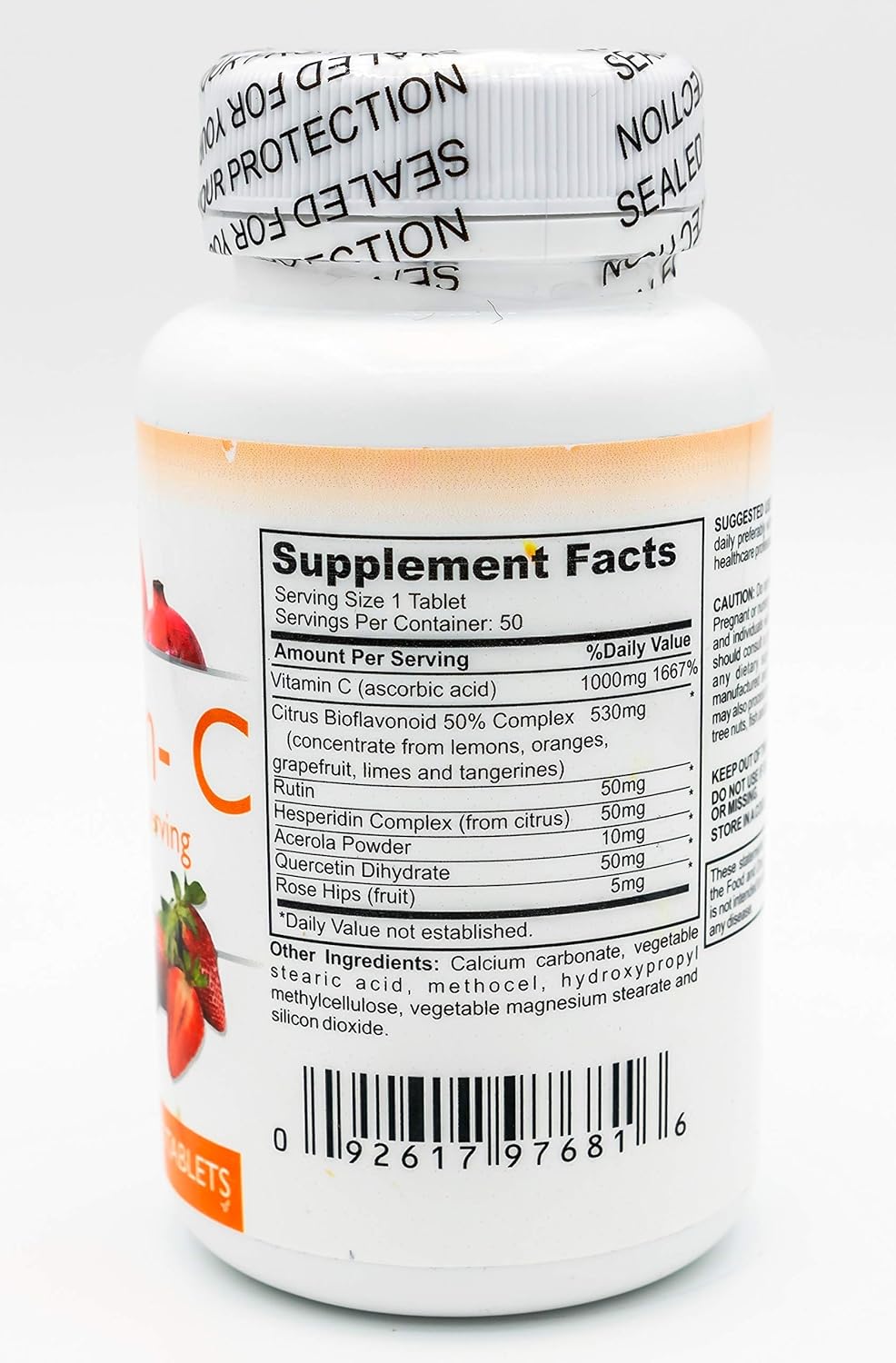 Vitamin C 1000 MG with Rose Hips Tablets for Ear and Eye Health, Immune Support, Iron Absorption - Made in USA in FDA Registered Facility - Gluten Free for Seniors