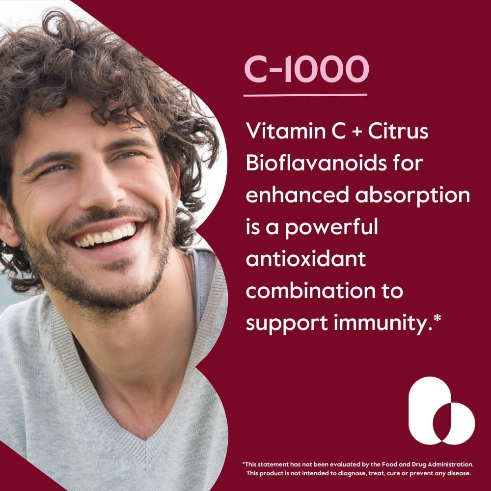 Vitamin C 1000mg (240 Vegetarian Capsules) with Citrus Bioflavinoids - Vegan, Non-GMO, Gluten Free