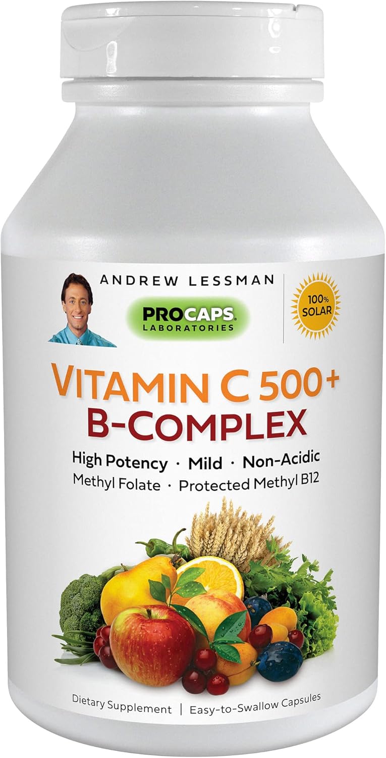 Vitamin C 500 Plus B-Complex Capsules with Citrus Bioflavonoids - Immune System Support, Antioxidant, Easy-to-Swallow Formula