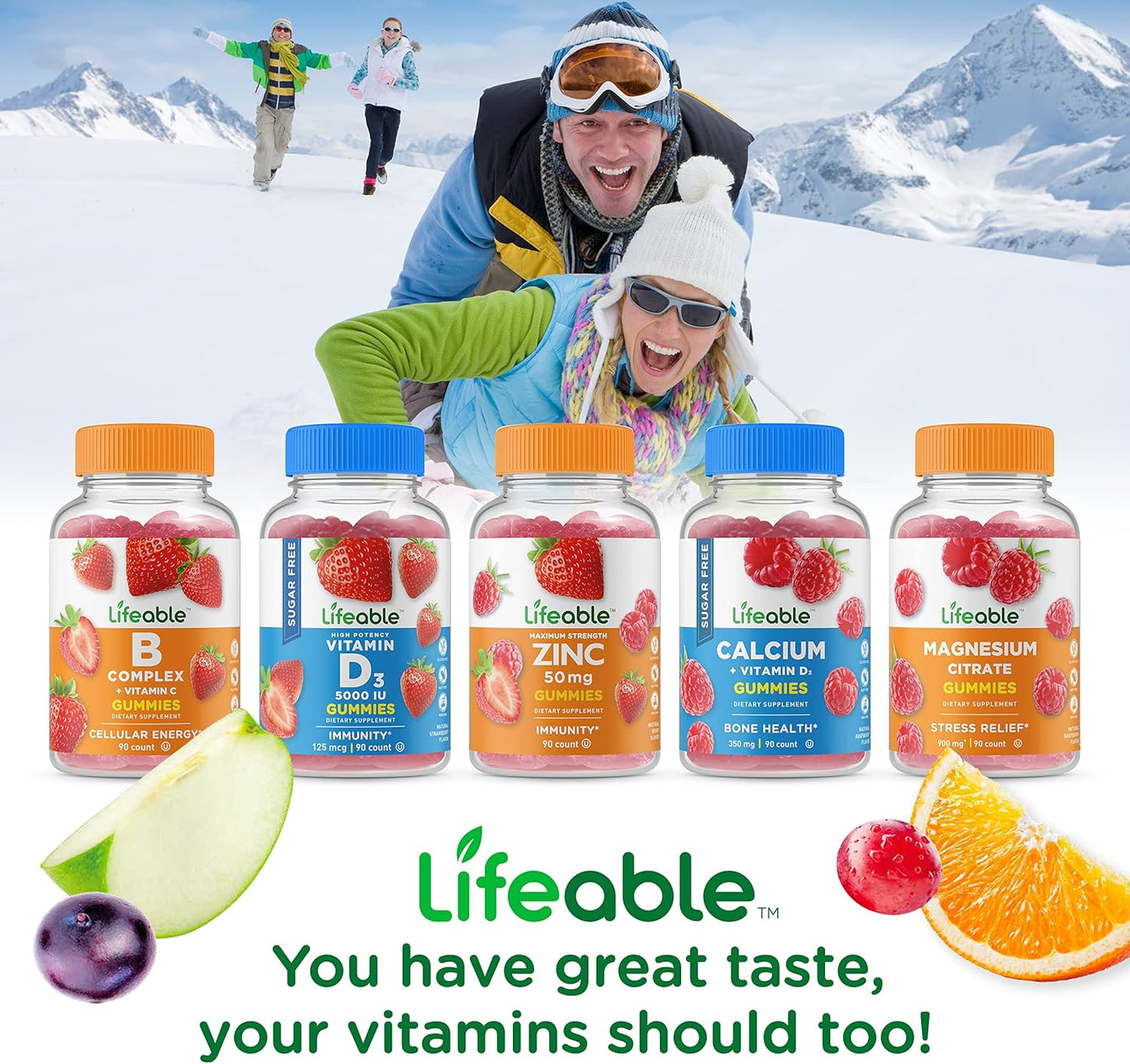Vitamin C 750mg + Vitamin B12 Gummies Bundle - Tasty Chewable Supplement, Gluten Free & GMO Free
