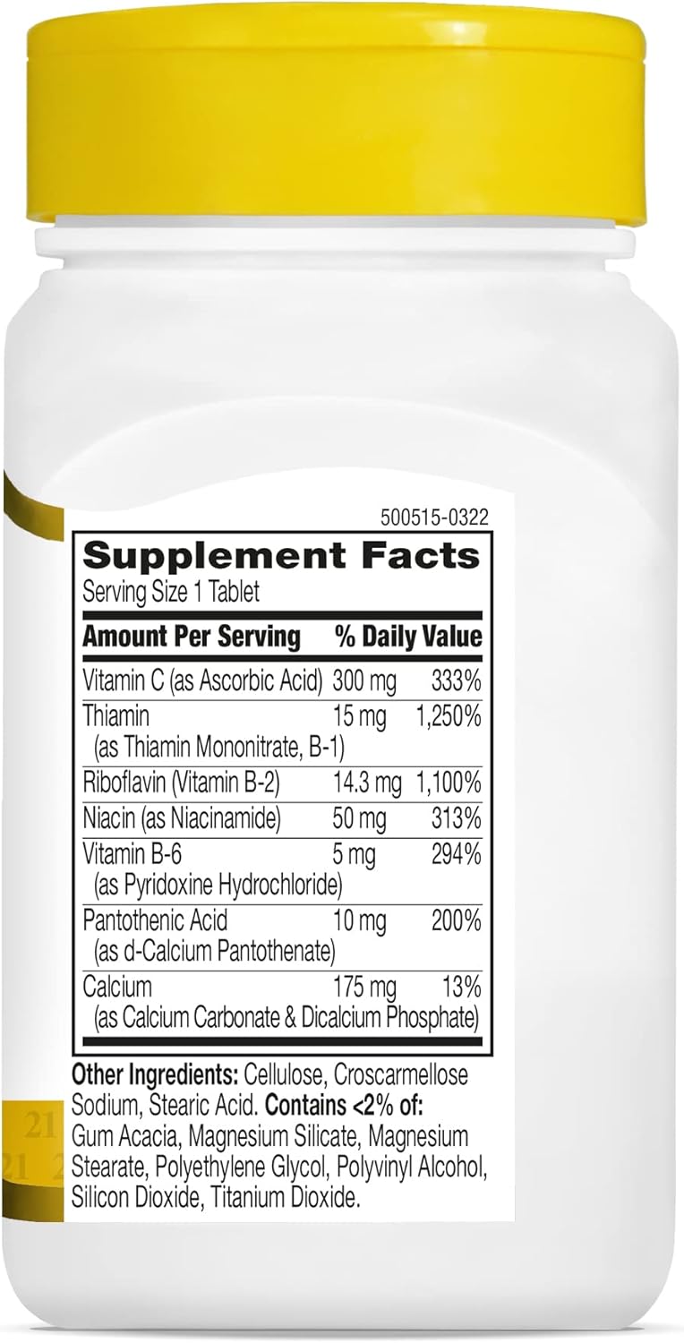 Vitamin C and B Complex Tablets for 21st Century Healthcare - 100 Count Pack