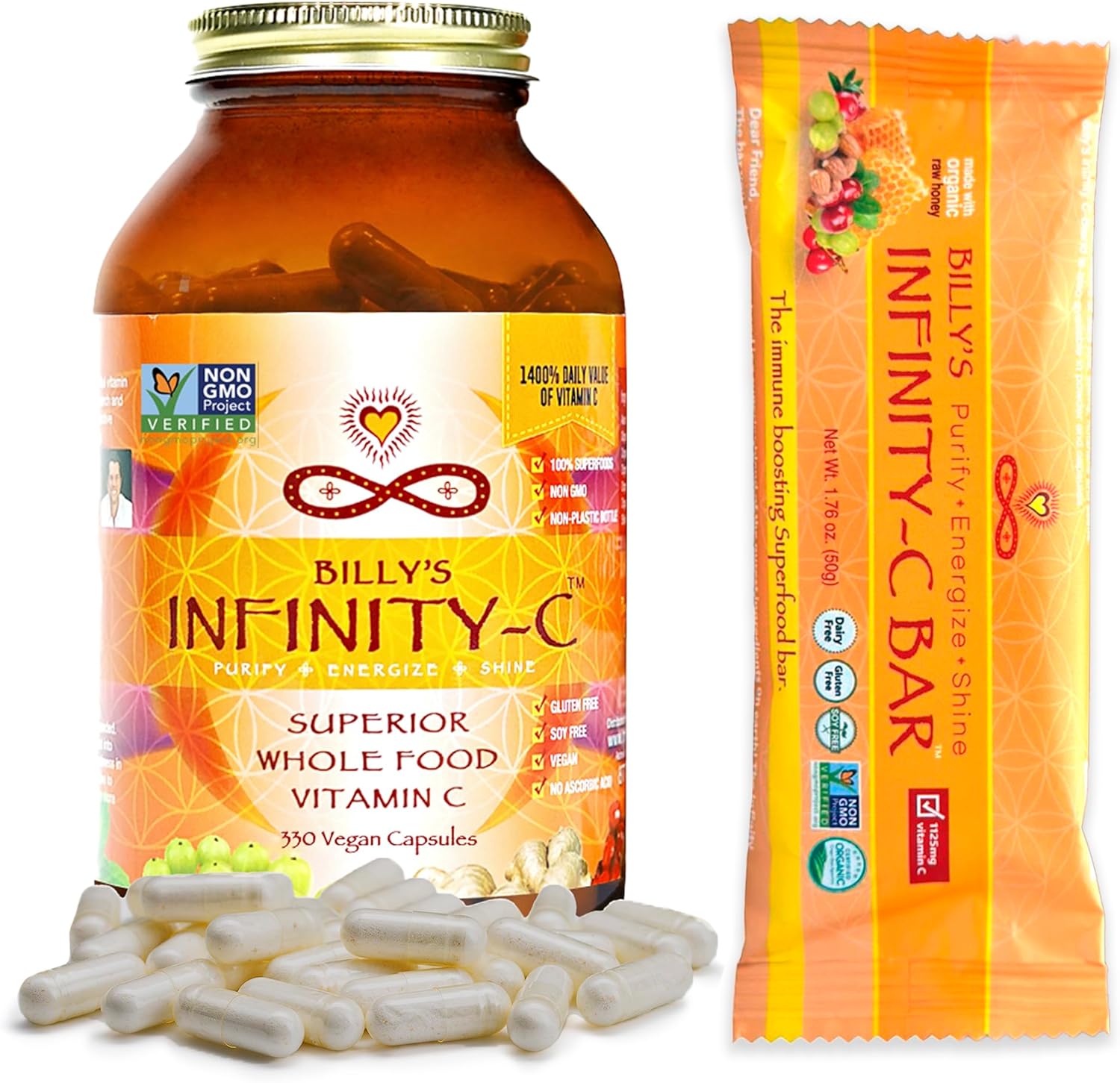 Vitamin C Bundle: 30 Servings Capsules & 12 Pack Snack Bars