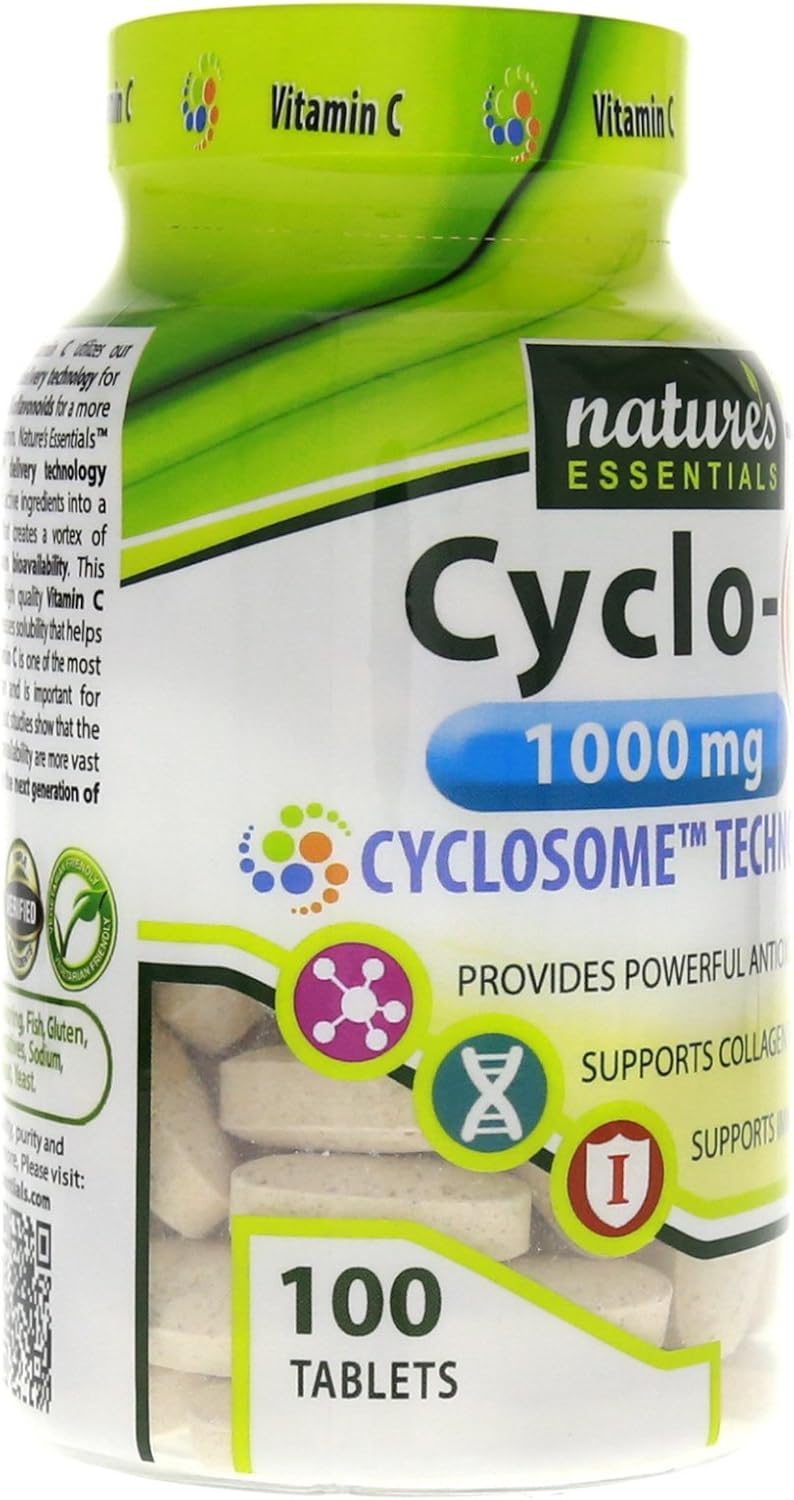 Vitamin C Cyclo-C 1000mg with Bioflavonoids and Cyclodextrin for Advanced Liposomal Delivery | Non-GMO, Gluten Free, Vegetarian | 200 Tablets