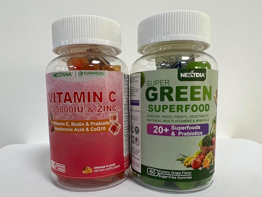 Vitamin C, D3, Zinc, and Super Greens Gummies for Immune Support