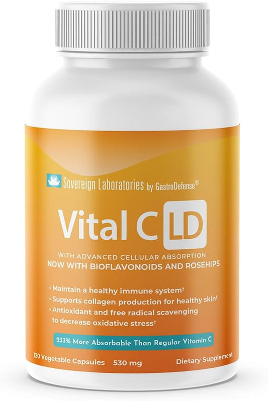 Vitamin C-LD Enhanced Liposomal Capsules - GastroDefense Vital - 530mg - 120 Count