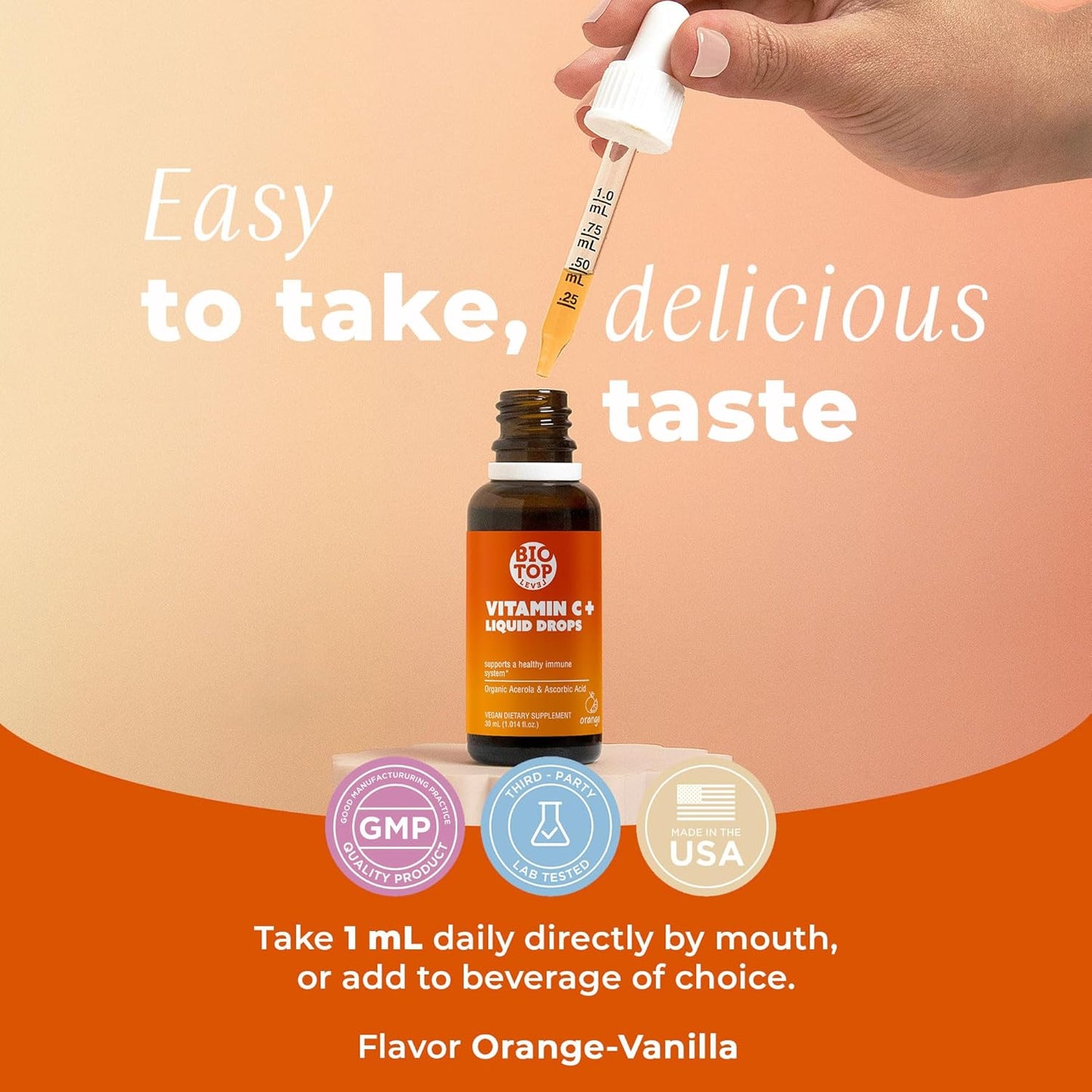 Vitamin C Liquid Drops for Immune Support and Overall Health by BIOTOPLEVEL