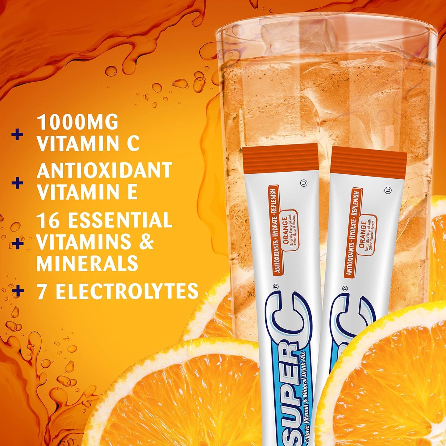 Vitamin C & Mineral Orange Drink Mix Singles To Go, 72 Packets (6 CT x 12 Packs)