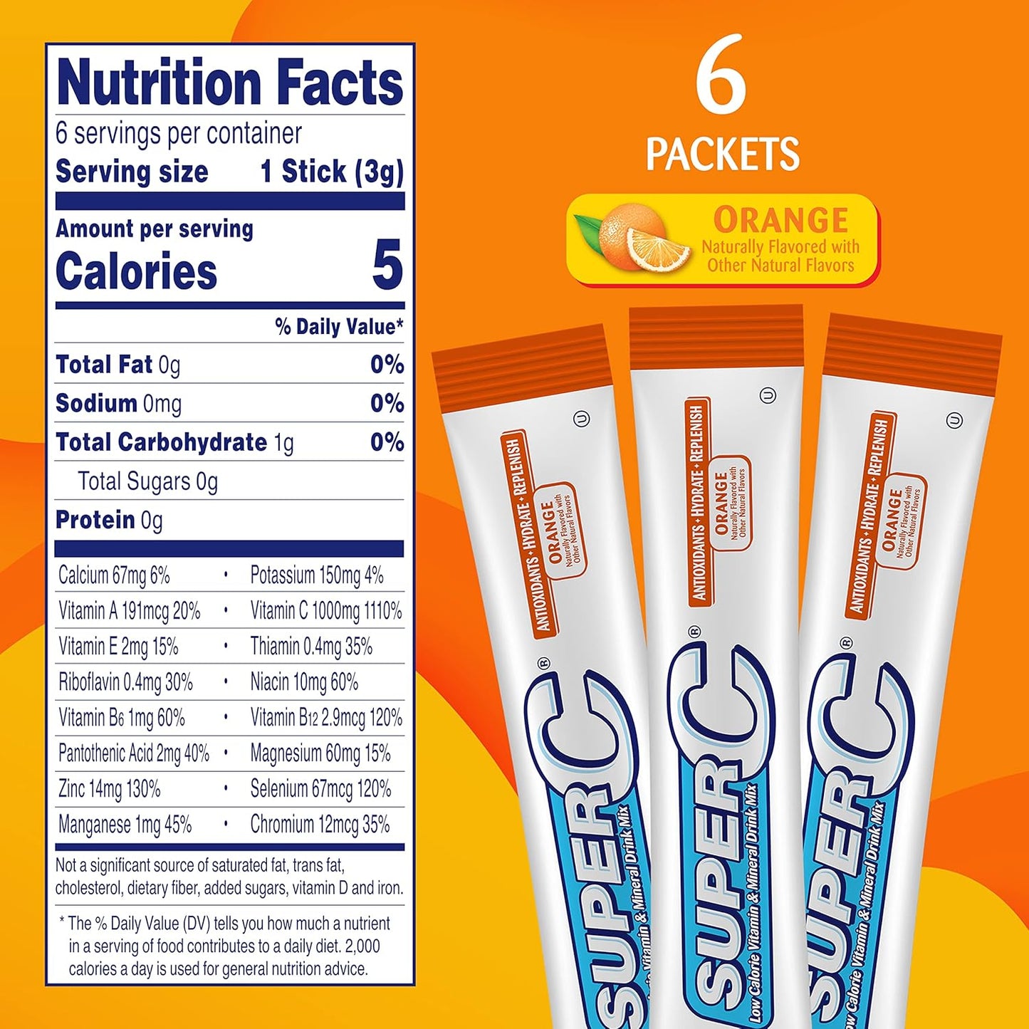 Vitamin C & Mineral Orange Drink Mix Singles To Go, 72 Packets (6 CT x 12 Packs)