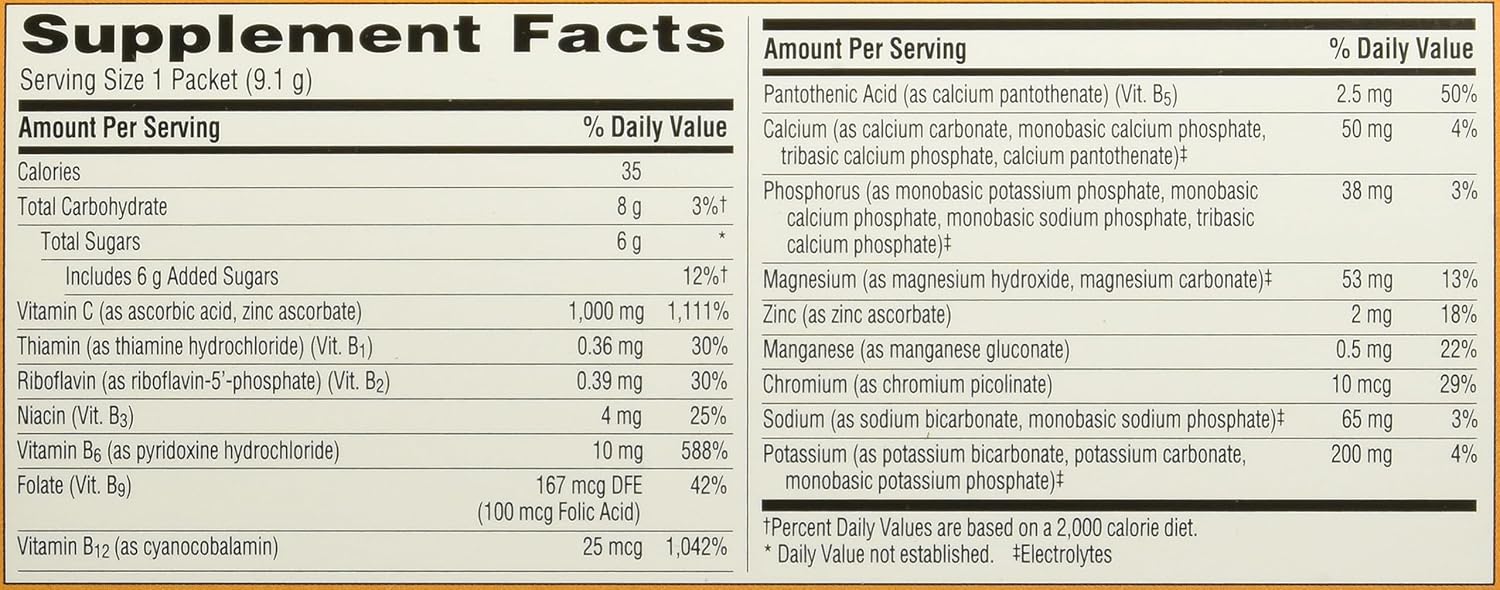 Vitamin C Supplement with Electrolytes for Immune Support and Energy Boost, 30 Count Packets