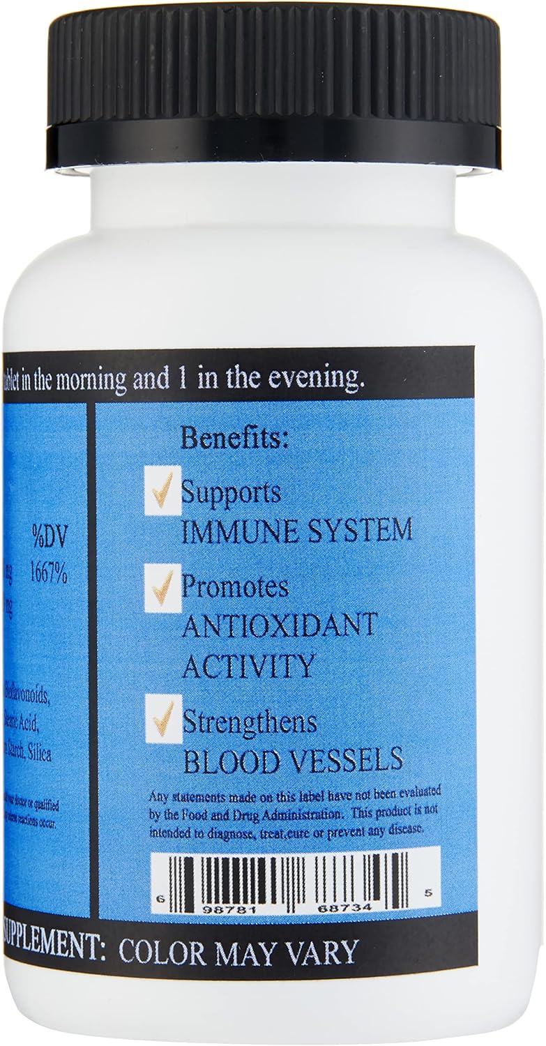 Vitamin C with Bioflavonoids 1000mg - Immune, Vascular, and Collagen Support - 120 Tablets