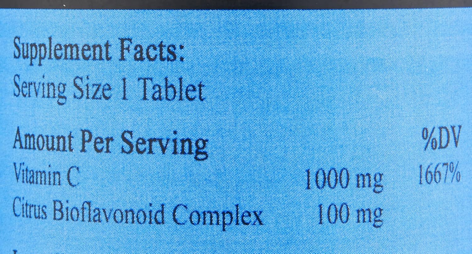 Vitamin C with Bioflavonoids 1000mg - Immune, Vascular, and Collagen Support - 120 Tablets
