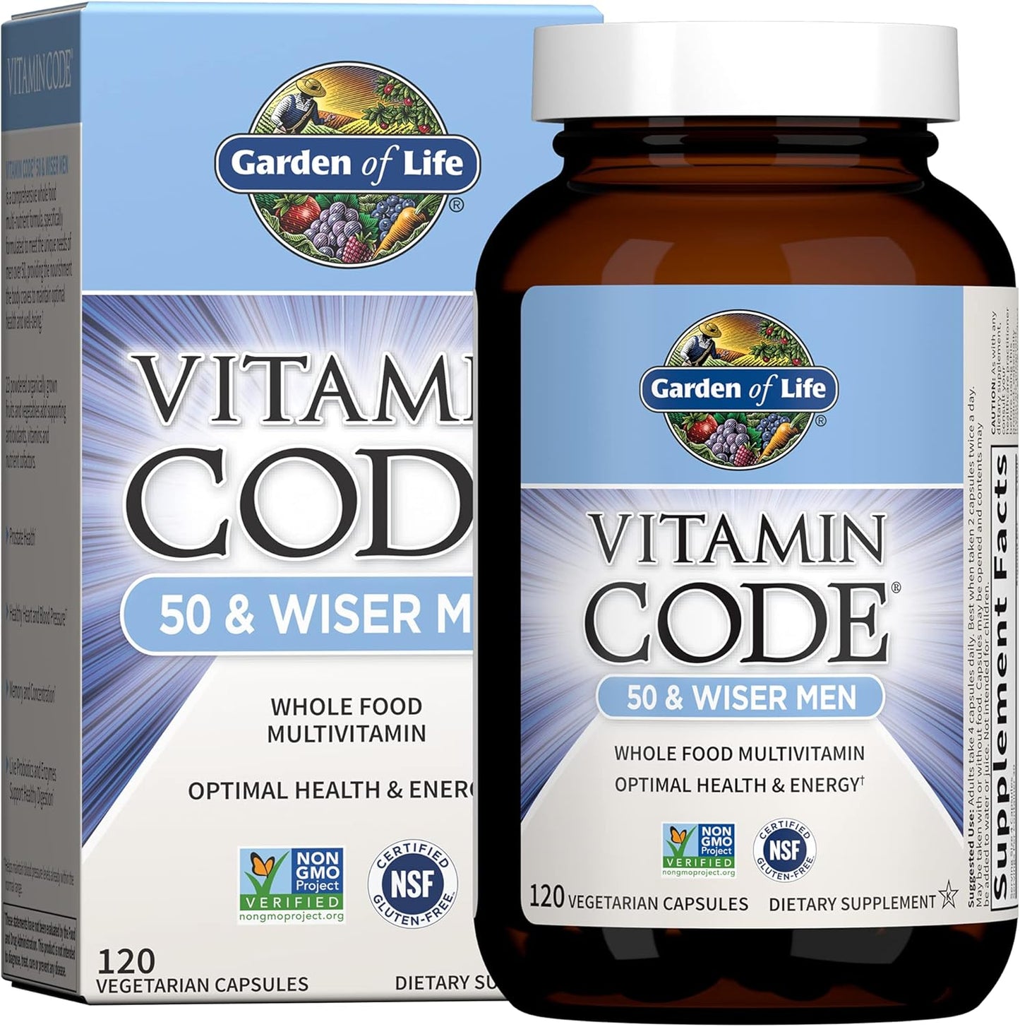 Vitamin Code Raw Whole Food Multivitamin for Men & Women 50+, 120 Count with Probiotics by Garden of Life
