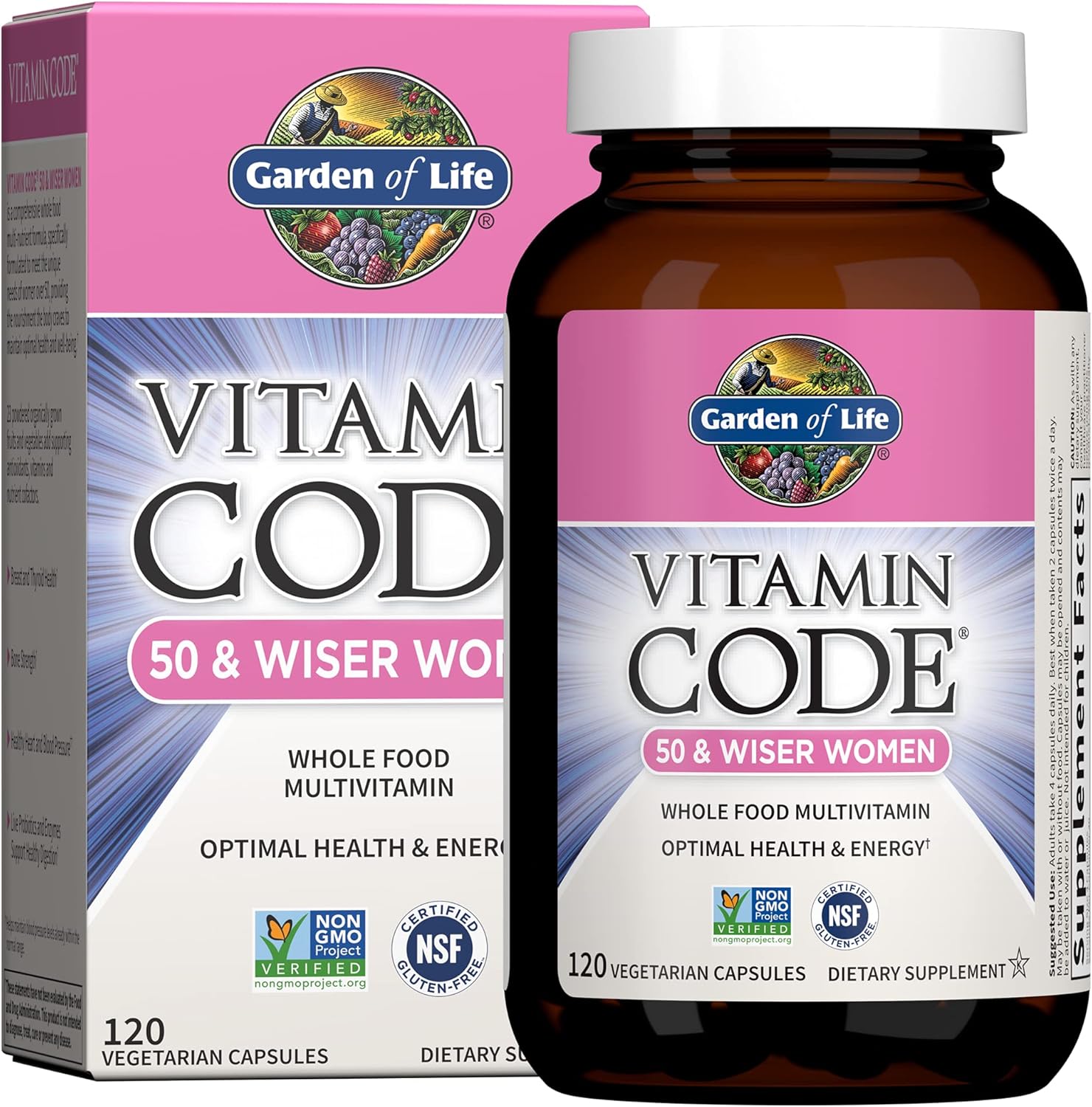 Vitamin Code Raw Whole Food Multivitamin for Men & Women 50+, 120 Count with Probiotics by Garden of Life