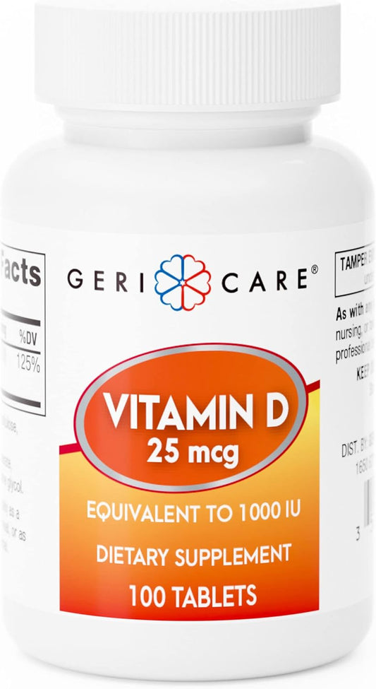 Vitamin D 25mcg Tablets Dietary Supplement - 100 Count Pack for Geriatric Care
