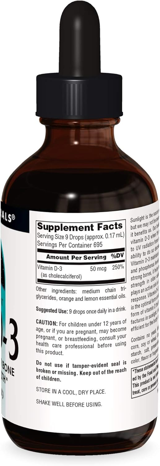 Vitamin D-3 Liquid Drops 2000 IU for Bone & Immune Health - 4 Fluid oz by Source Naturals