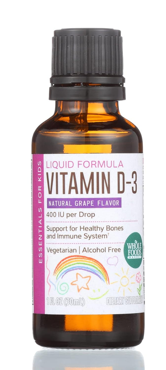 Vitamin D-3 Liquid Grape Flavor 400IU by Whole Foods Market, 1 OZ