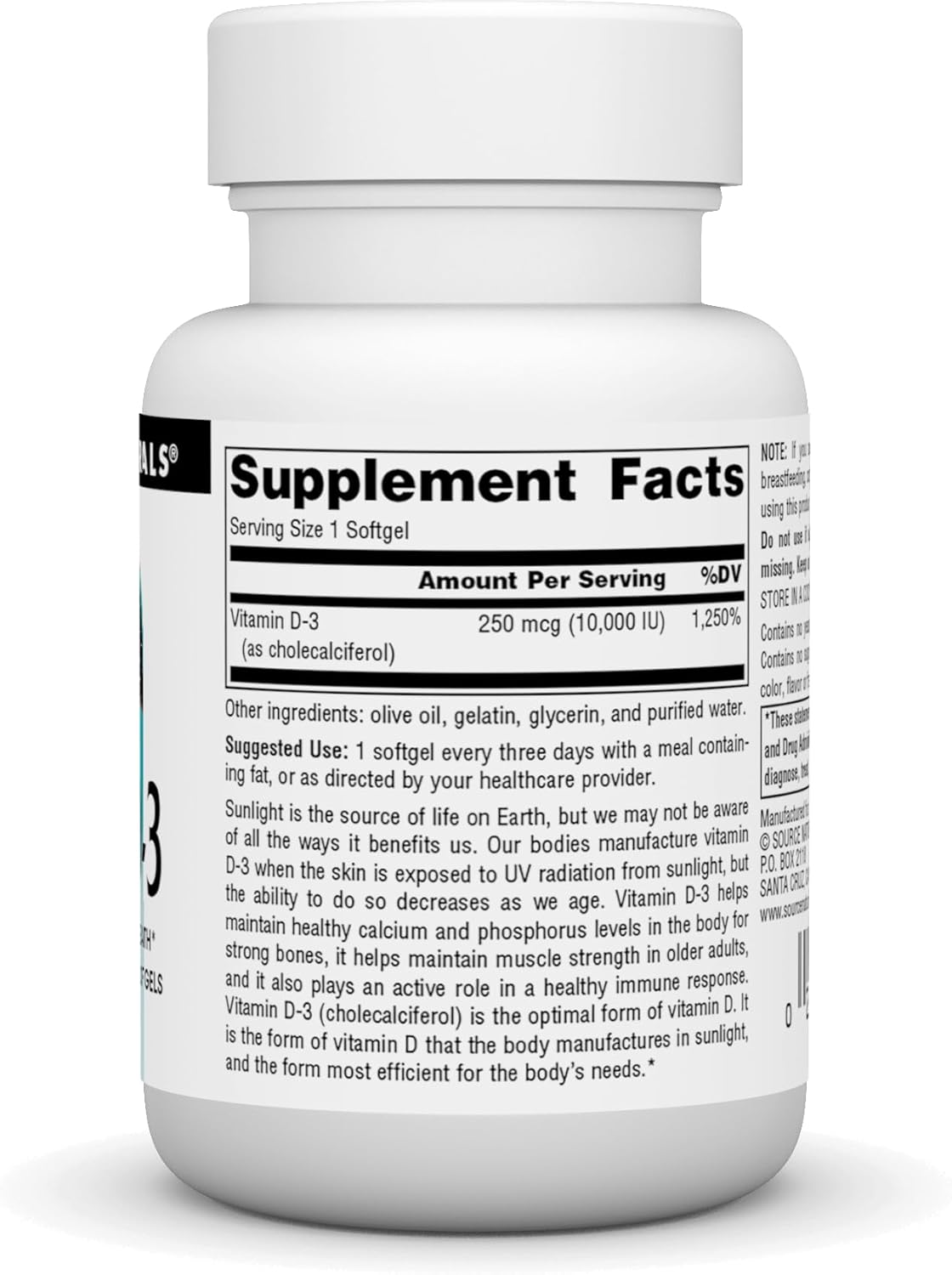 Vitamin D-3 Softgels for Bone & Immune Health - 10,000 IU - 60 Capsules by Source Naturals