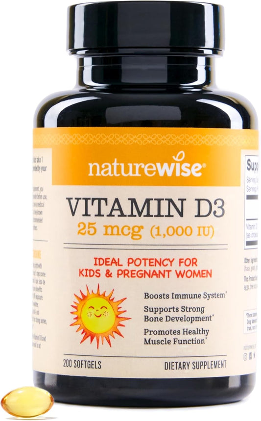 Vitamin D3 1000iu Softgels for Immune Support & Bone Health - 200-Day Supply, Non-GMO, Gluten Free - 200 Count Bottle