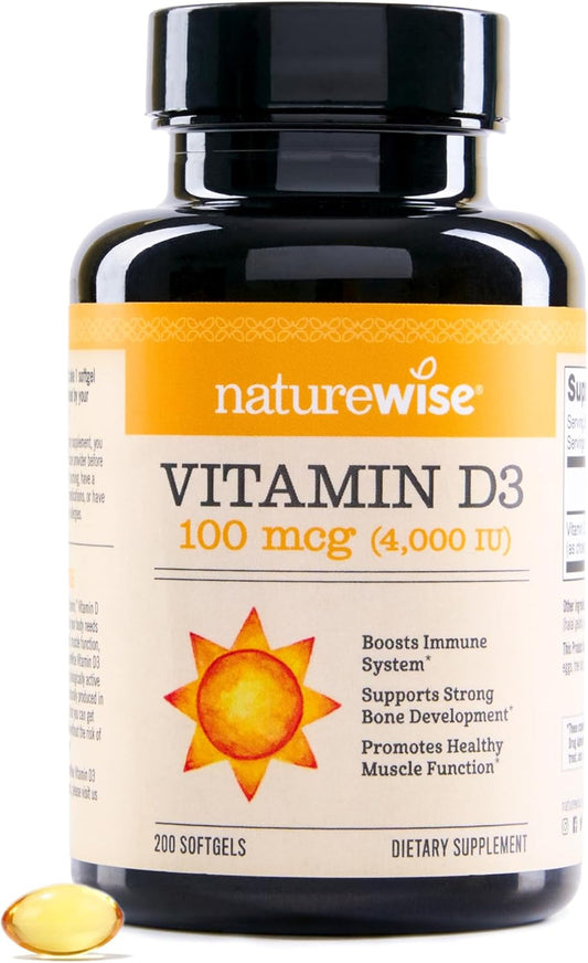 Vitamin D3 4000iu Softgels for Immune Support, Muscle & Bone Health - Non-GMO, Gluten Free - 200-Day Supply