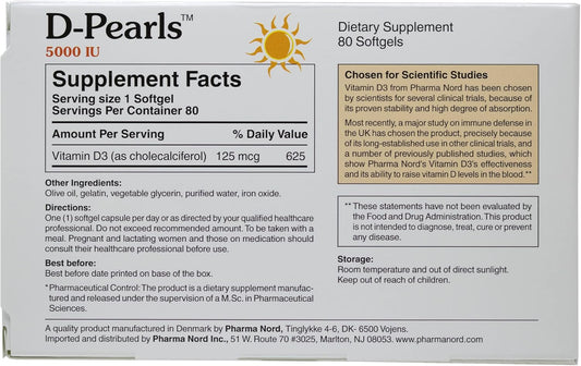 Vitamin D3 5000 IU Softgels in Olive Oil | Easy-to-Swallow Immune Support Supplement | High Potency for Teeth, Muscle, Bone Health