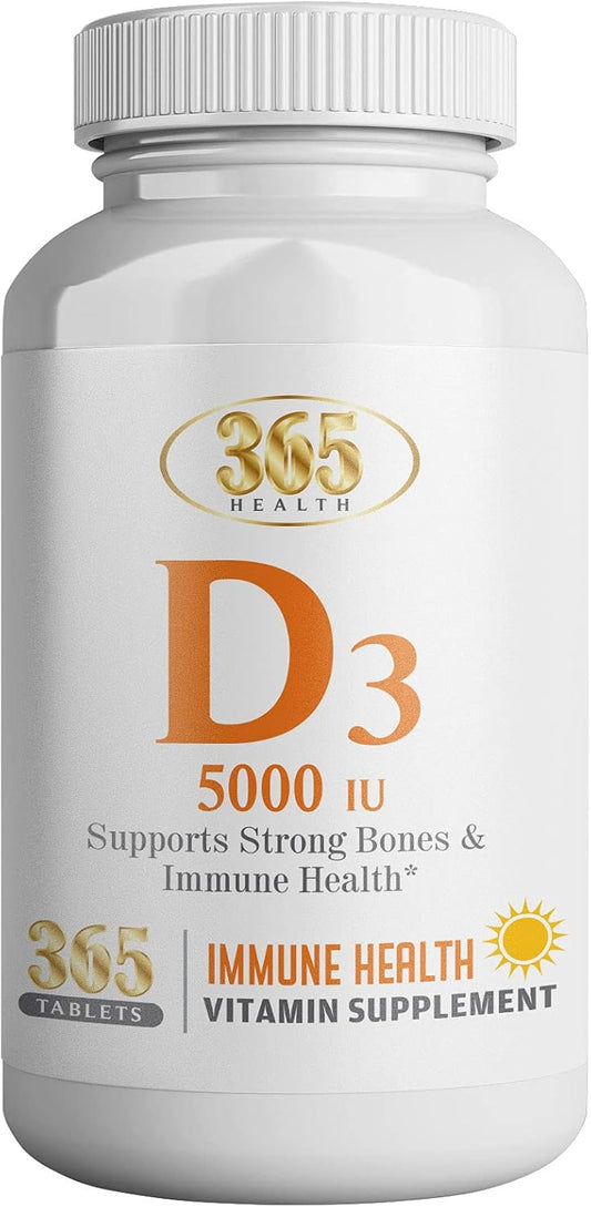 Vitamin D3 5000 IU Supplement for Immune Health, Strong Bones, Teeth, and Muscles - 365 Count