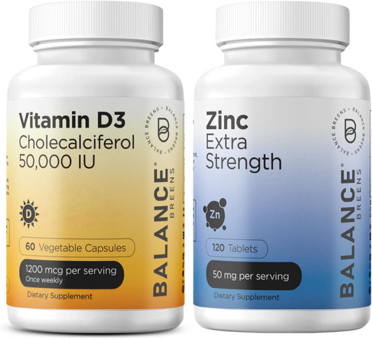 Vitamin D3 50,000 IU + Zinc 50mg Supplement Combo by Balancebreens