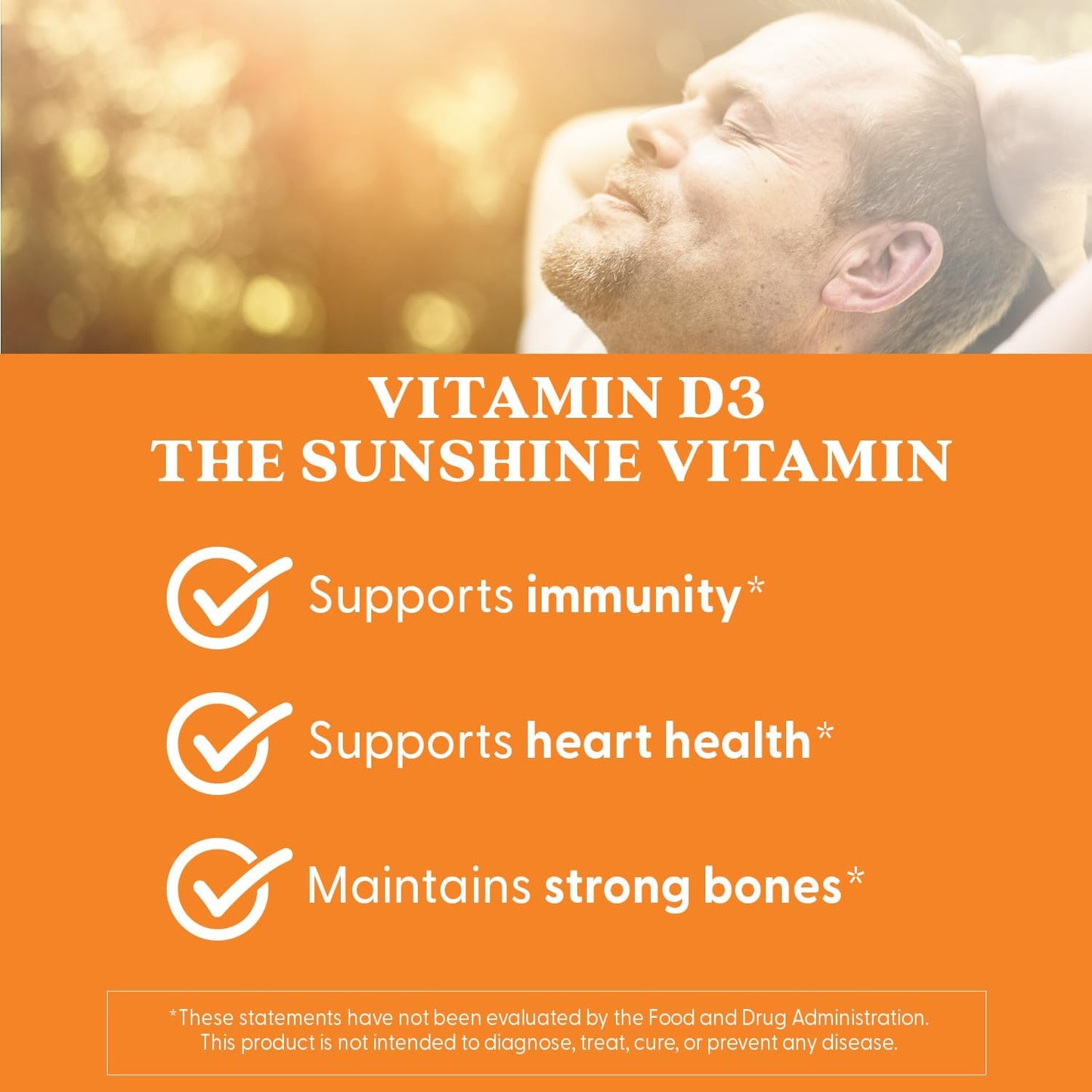 Vitamin D3 5000IU Capsules for Immune Support and Bone Health - 180 Count, Non-GMO, Gluten & Soy Free