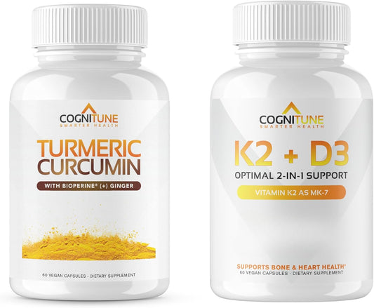 Vitamin D3 5000IU with Vitamin K2, Turmeric Curcumin & Ginger for Immune & Heart Health Support