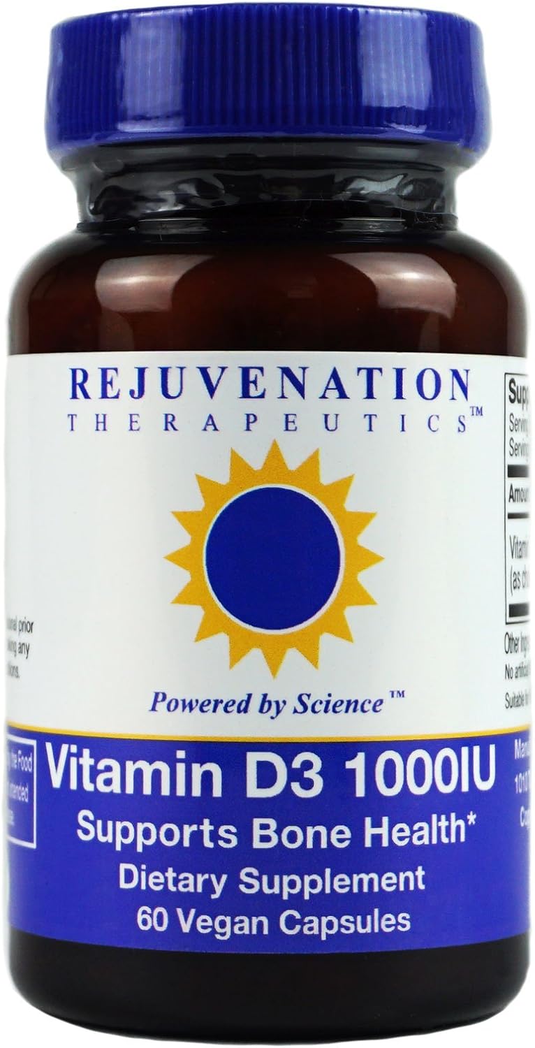 Vitamin D3 Capsules for Bone Health Support - 60 Vegan Capsules by Rejuvenation Therapeutics