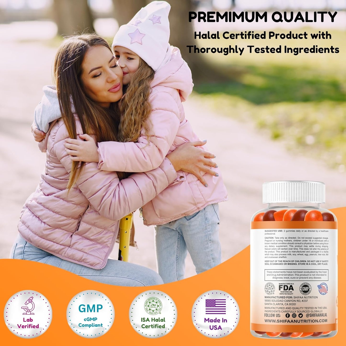 Vitamin D3 Gummies for Adults & Kids | 45-90 Servings, 2,000IU / 1,000IU | Non-GMO, Gluten-Free, Halal | Supports Bones, Muscles & Immune System by SHIFAA NUTRITION