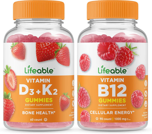 Vitamin D3, K2, and B12 Gummy Bundle - Delicious and Gluten-Free Vitamin Supplement