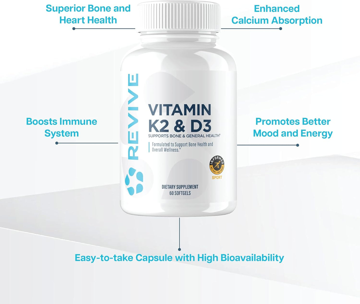 Vitamin D3 & K2 Bundle for Bone Health & Muscle Strength - Men and Women's Health Supplement for Brain Function