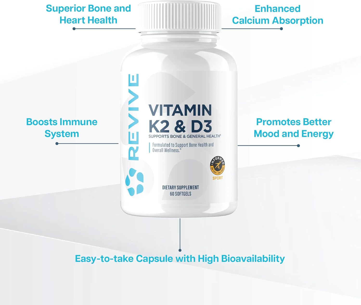 Vitamin D3 & K2 Bundle for Bone Health & Muscle Strength - Men and Women's Health Supplement for Brain Function