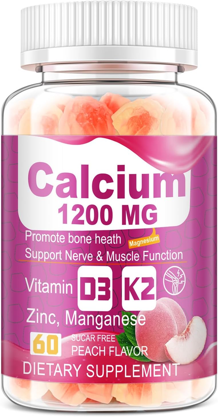 Vitamin D3 K2 Calcium Citrate Gummies for Bone and Immune Support - Calcium Supplement Chewable Sugar-Free Gummy with Zinc, Magnesium, Boron, Copper - 1200mg - (1)