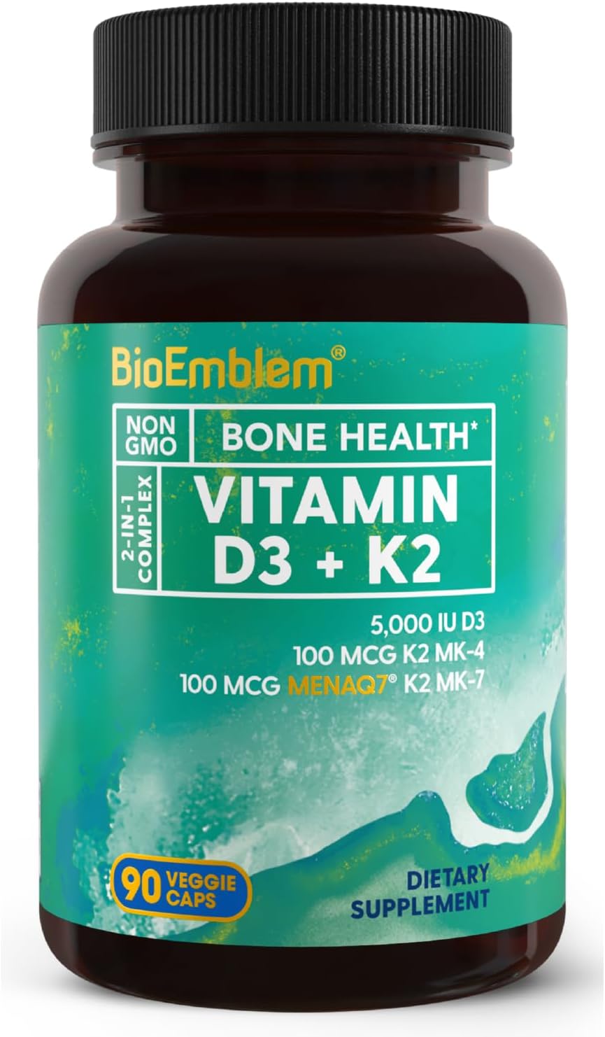 Vitamin D3 K2 Capsules with CoQ10 by BioEmblem for Immune Support and Heart Health