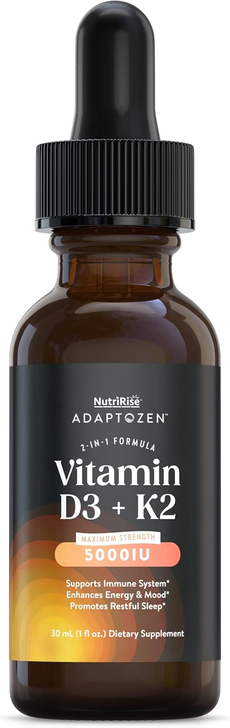 Vitamin D3 K2 Drops 5000 IU with MCT Oil: Immunity & Energy Support, Joint Comfort, Liquid Formula for Men & Women, Vegetarian, Gluten Free