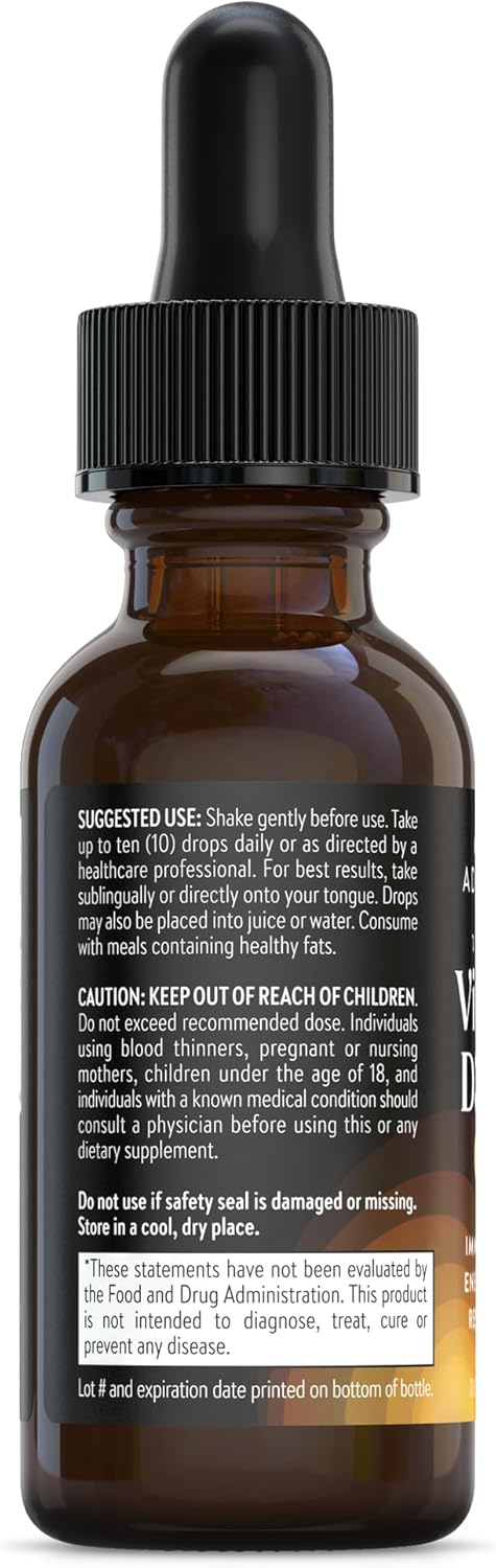 Vitamin D3 K2 Drops 5000 IU with MCT Oil: Immunity & Energy Support, Joint Comfort, Liquid Formula for Men & Women, Vegetarian, Gluten Free