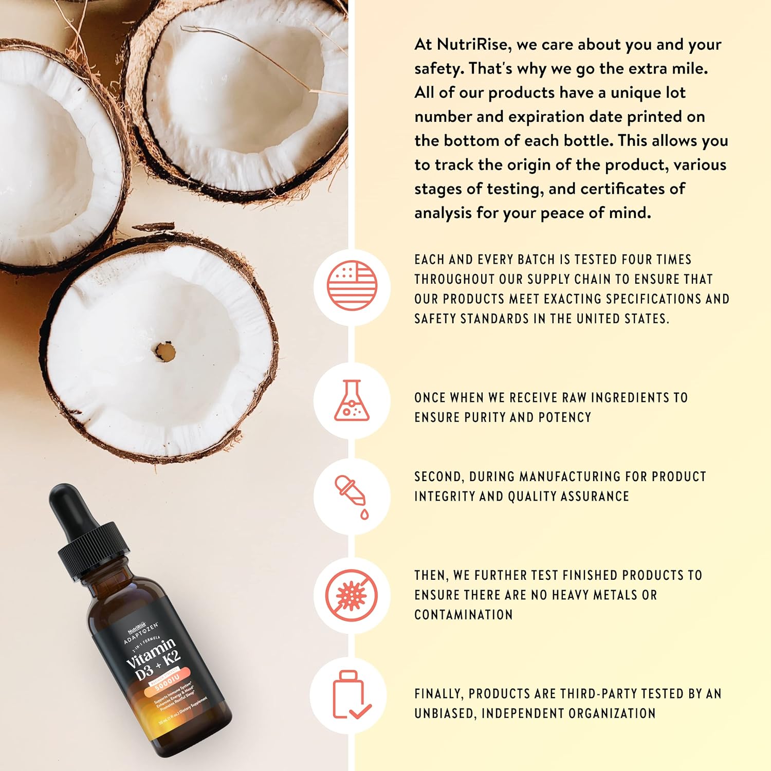 Vitamin D3 K2 Drops 5000 IU with MCT Oil: Immunity & Energy Support, Joint Comfort, Liquid Formula for Men & Women, Vegetarian, Gluten Free